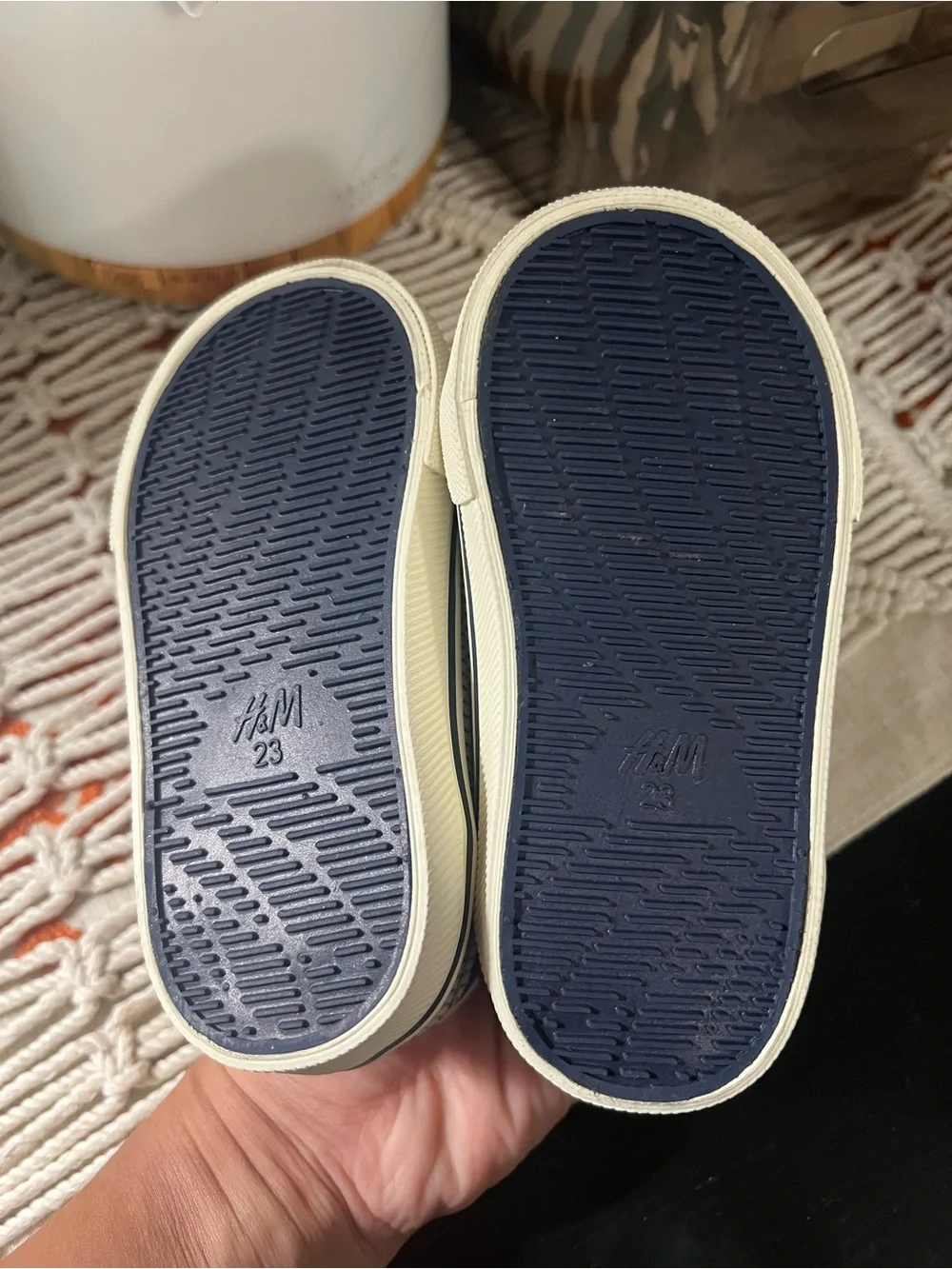 Toddler Navy Stripe Velcro Canvas Sneakers 7